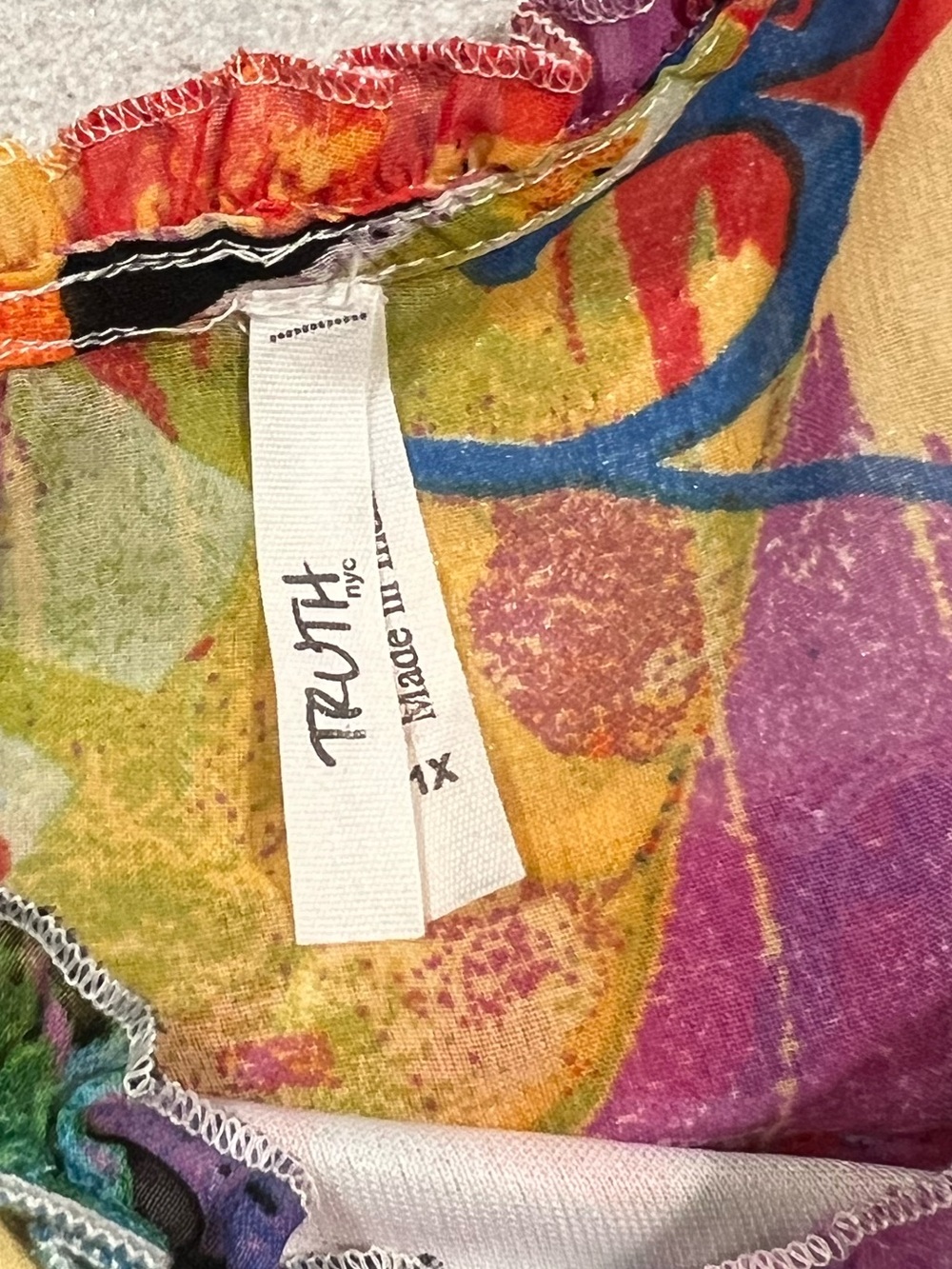 Truth NYC Colorful Abstract Print Tiered Ruffle Boho Dress V-Neck Lined Size 1X - Picture 3 of 11